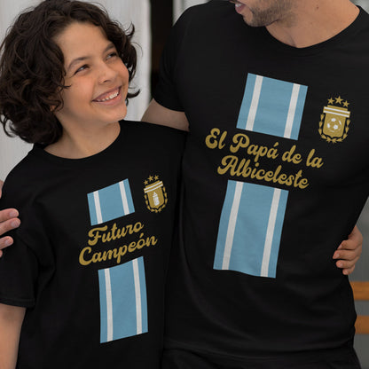 El Papá De La Albiceleste, Futuro Campeón Dad and Child Organic Cotton T-Shirts Family Set (Set of 2)
