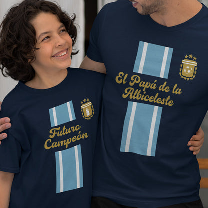 El Papá De La Albiceleste, Futuro Campeón Dad and Child Organic Cotton T-Shirts Family Set (Set of 2)