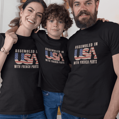 Assembled in USA With French Parts Matching Organic Cotton T-Shirts Family Set (Set of 3)