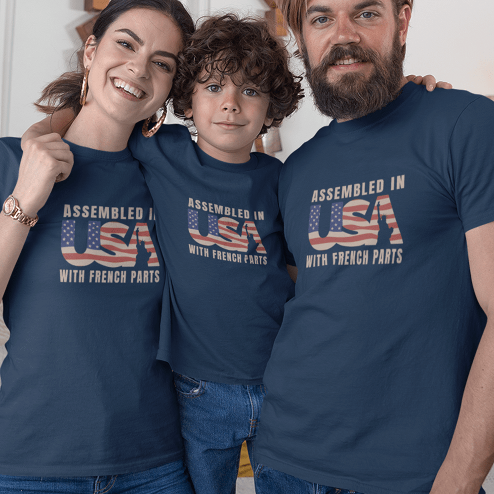 Assembled in USA With French Parts Matching Organic Cotton T-Shirts Family Set (Set of 3)