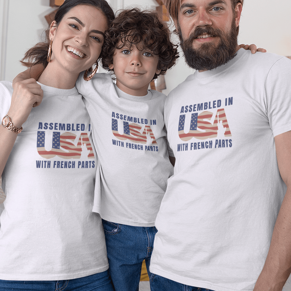 Assembled in USA With French Parts Matching Organic Cotton T-Shirts Family Set (Set of 3)