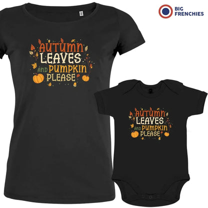 Autumn Leaves and Pumpkin Please Mom and Child Organic Cotton family Set (Set of 2)
