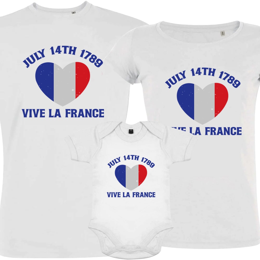 July 14Th Vive La France Matching Organic Cotton Family Set (Set of 3)