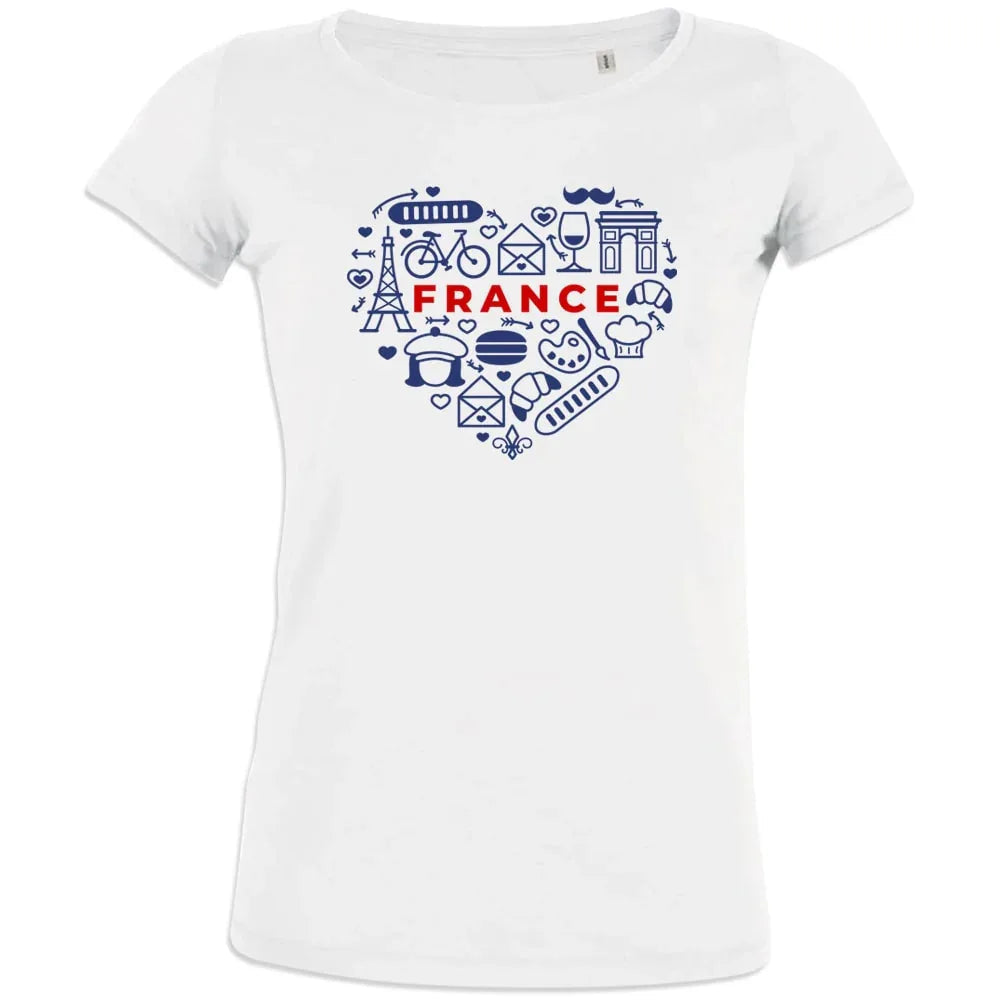 France monuments Heart Women's Organic Cotton Tee