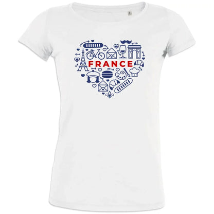 France monuments Heart Women's Organic Cotton Tee