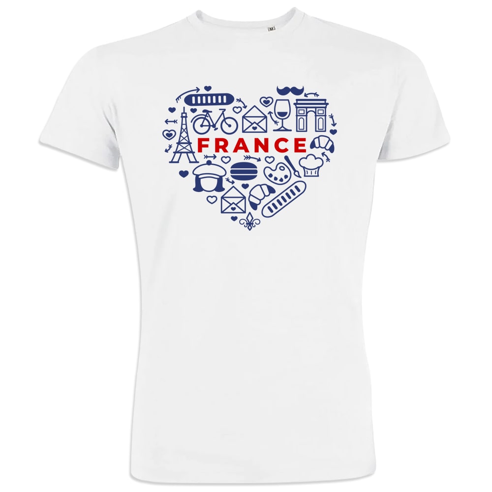 France monuments Heart Men's Organic Cotton Tee