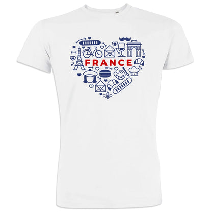 France monuments Heart Men's Organic Cotton Tee