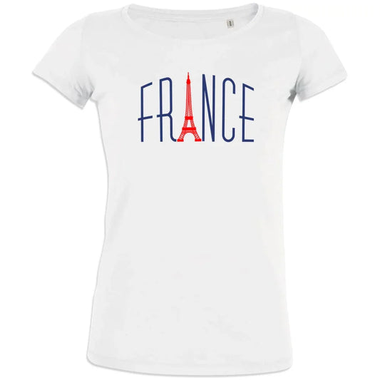 France With Red Eiffel Tower Women's Organic Cotton Tee