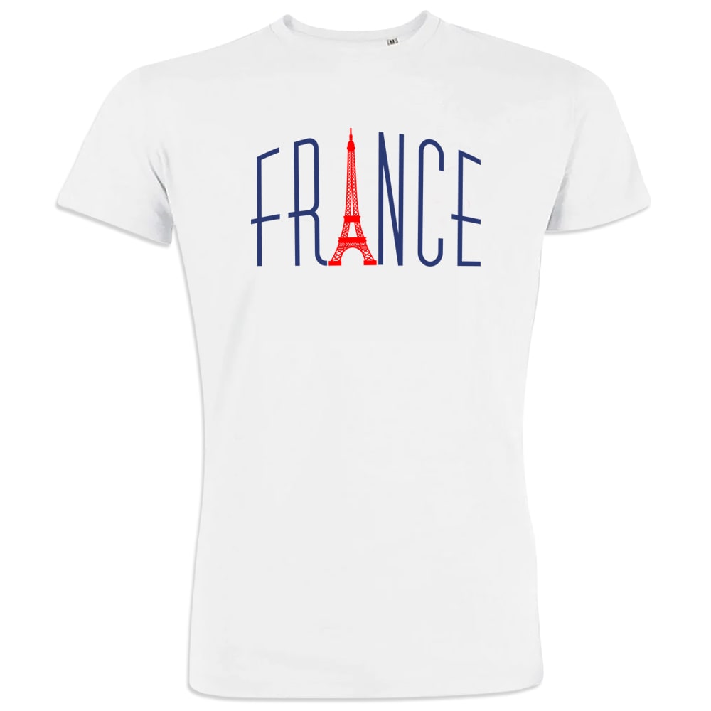 France With Red Eiffel Tower Tower Men's Organic Cotton Tee