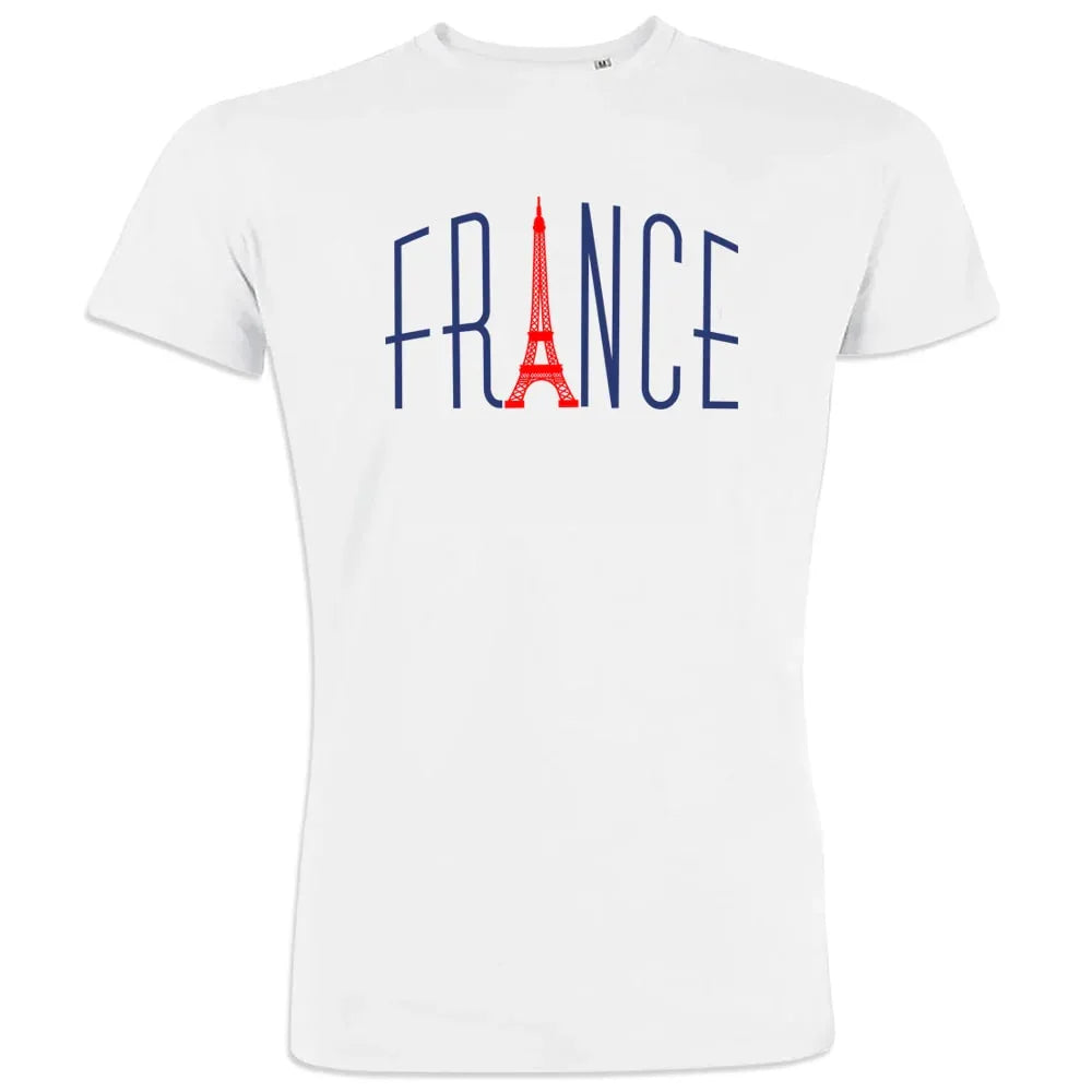 France With Red Eiffel Tower Tower Men's Organic Cotton Tee