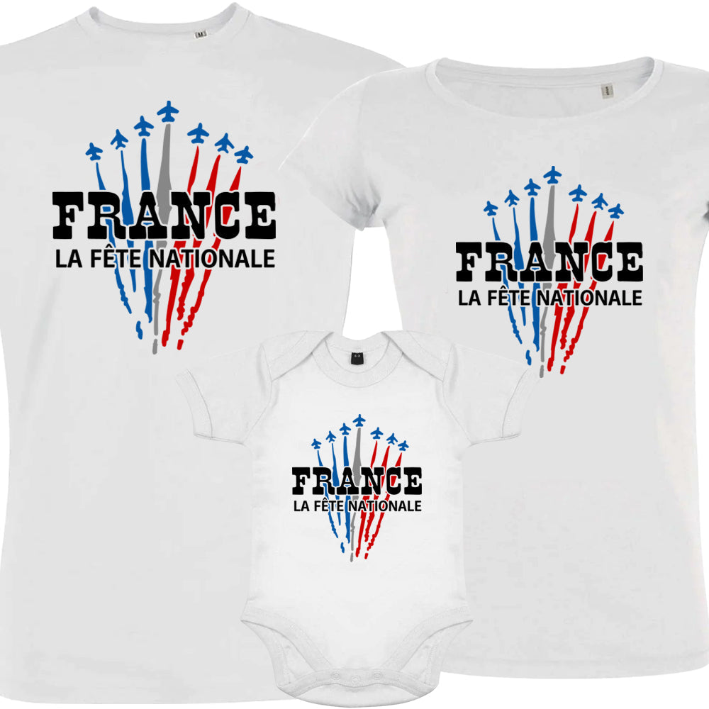 France La Fête Nationale Matching Organic Cotton Family Set (Set of 3)