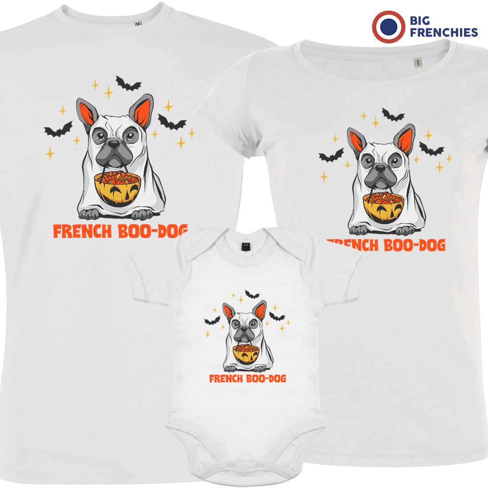 French Boo-Dog Halloween Matching Organic Cotton Family Set (Set of 3)