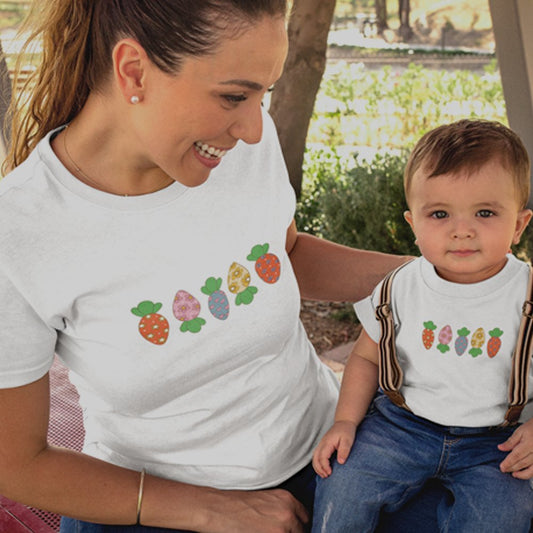Easter Carrots Mom and Child Organic Cotton T-Shirts family Set (Set of 2)