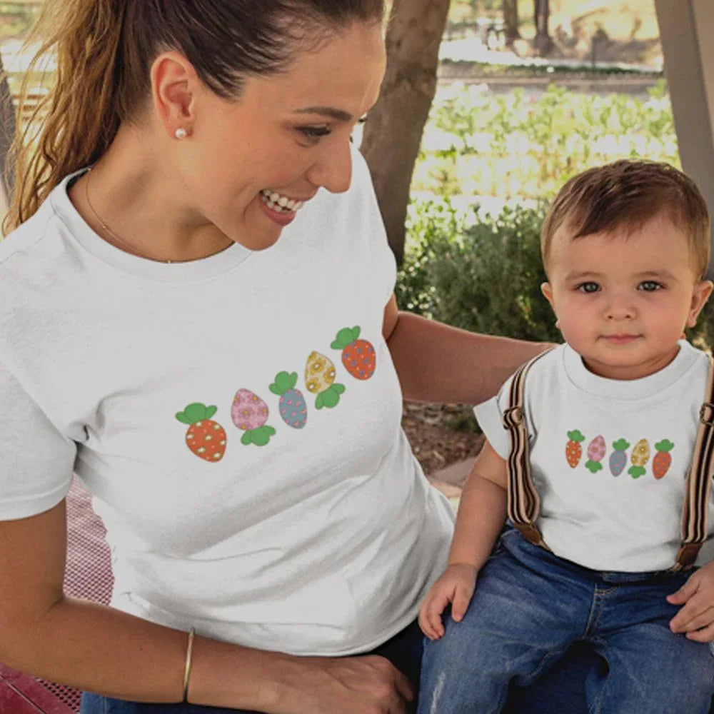 Easter Carrots Mom and Child Organic Cotton T-Shirts family Set (Set of 2)