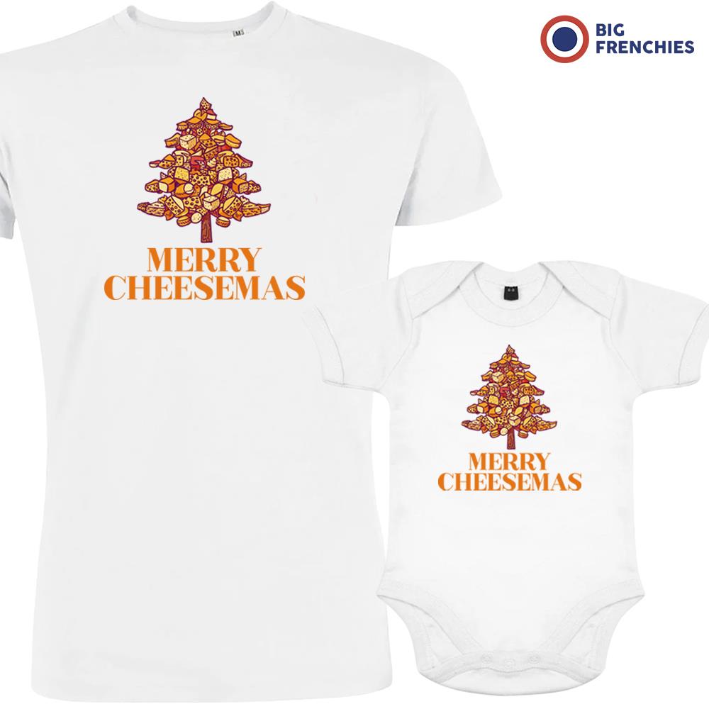 Merry Cheesemas Christmas Dad and Child Organic Cotton family Set (Set of 2)
