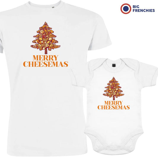 Merry Cheesemas Christmas Dad and Child Organic Cotton family Set (Set of 2)