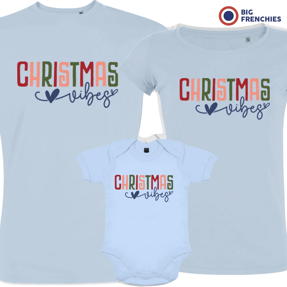 Christmas Vibes Matching Family Organic Tees (Set of 3)