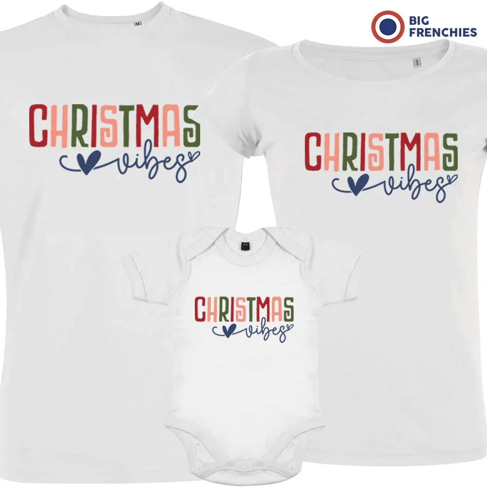 Christmas Vibes Matching Family Organic Tees (Set of 3)