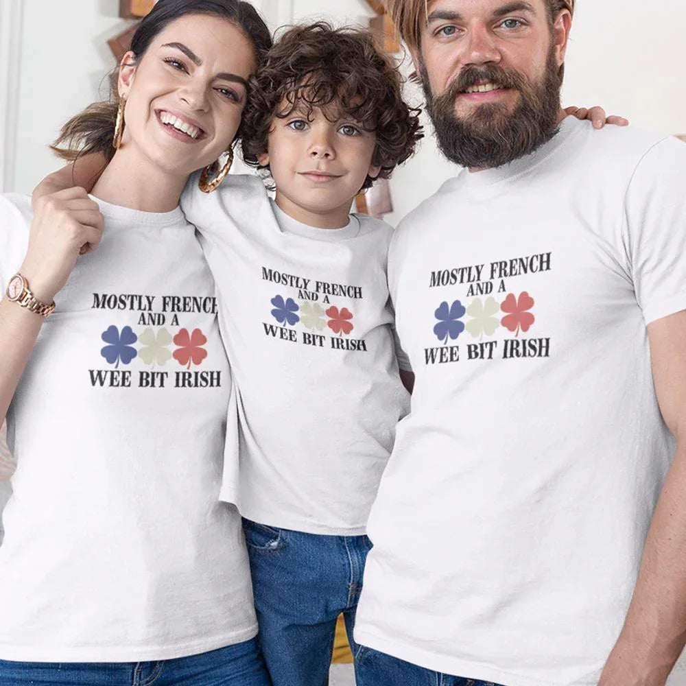 Mostly French and a Wee Bit Irish Matching Organic Cotton T-Shirts Family Set (Set of 3)