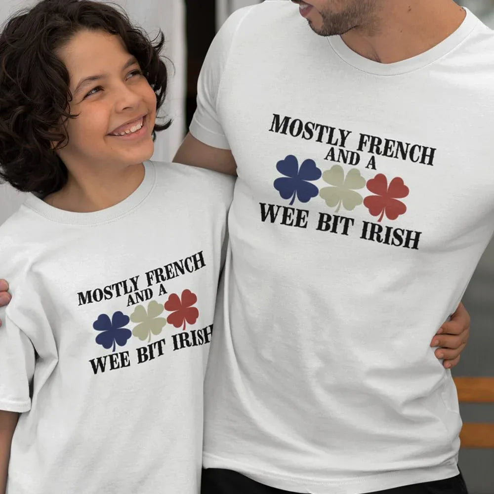 Mostly French and a Wee Bit Irish Dad and Child Organic Cotton T-Shirts family Set (Set of 2)