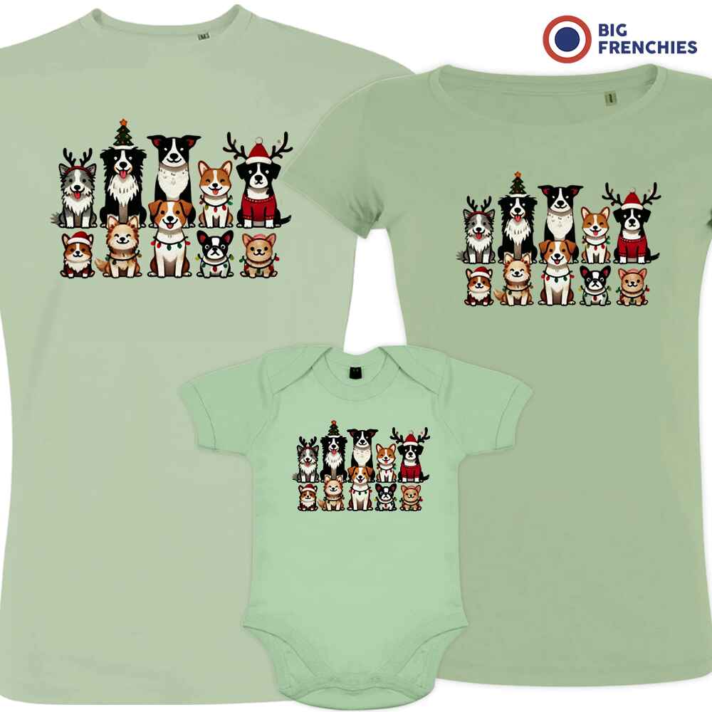 Christmas Dogs Matching Family Organic Tees (Set of 3)