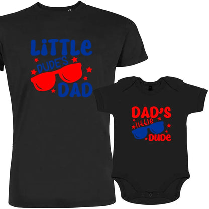 Little Dude's Dad and Dad's Little Dude Matching Organic Cotton Outfit