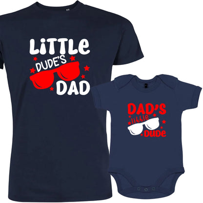 Little Dude's Dad and Dad's Little Dude Matching Organic Cotton Outfit