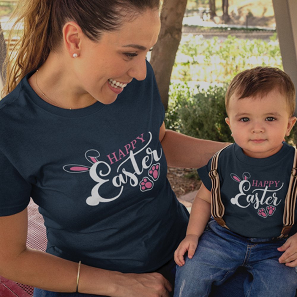 Happy Easter Mom and Child Organic Cotton T-Shirts family Set (Set of 2)