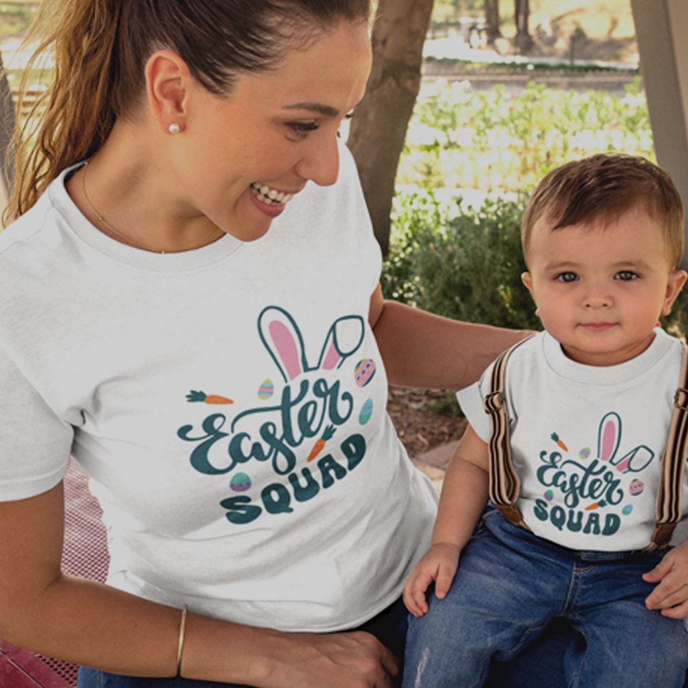 Easter Squad Mom and Child Organic Cotton T-Shirts family Set (Set of 2)