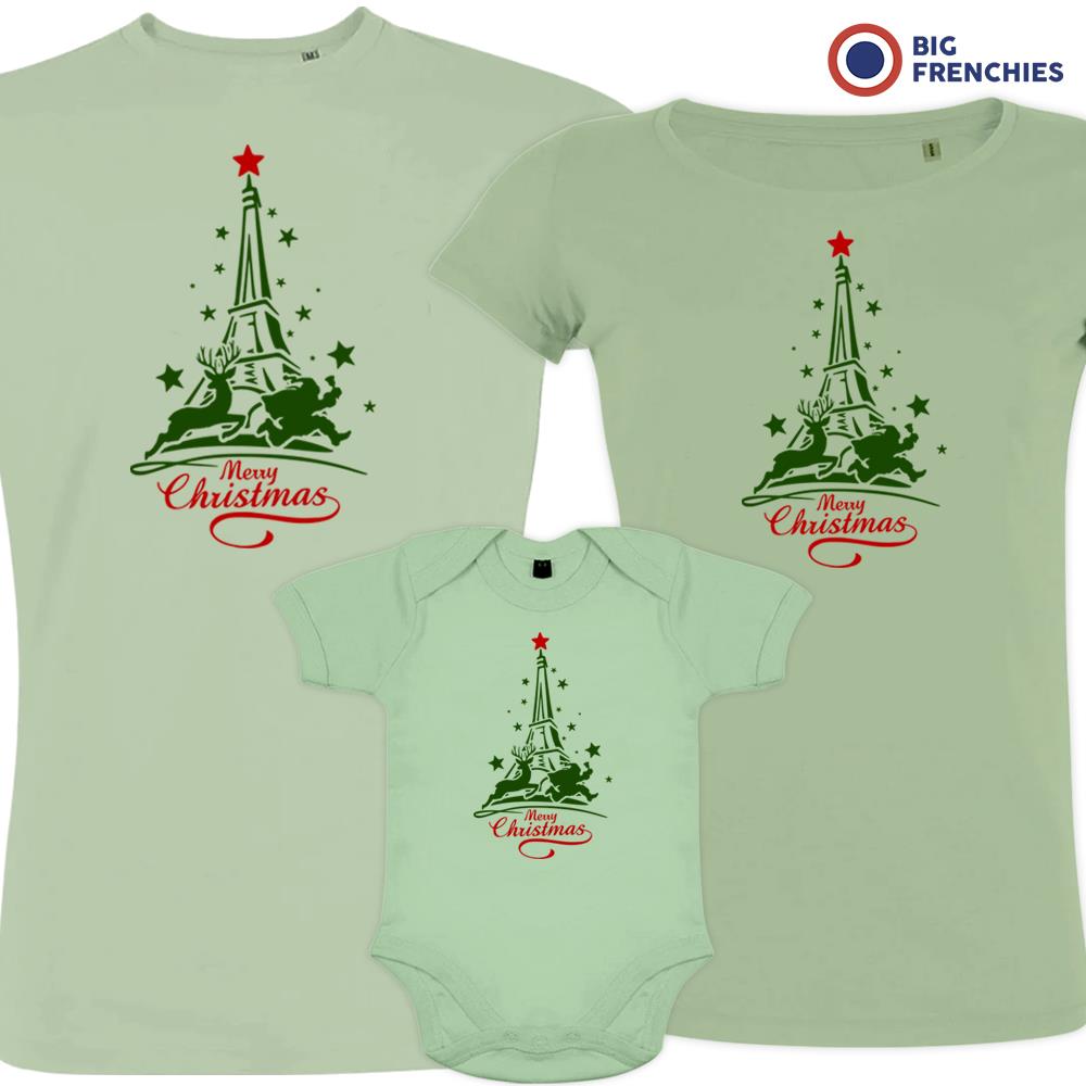 Christmas Eiffel Tower Matching Family Organic Tees (Set of 3)