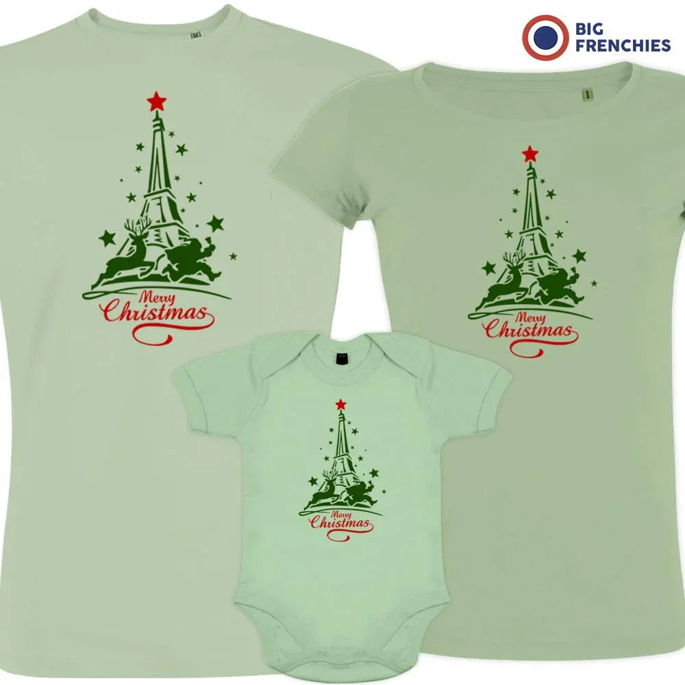 Christmas Eiffel Tower Matching Family Organic Tees (Set of 3)