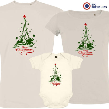 Christmas Eiffel Tower Matching Family Organic Tees (Set of 3)