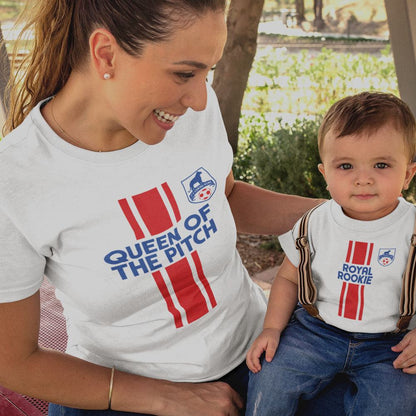 Queen Of The Pitch, Royal Rookie Mom and Child Organic Cotton T-Shirts family Set (Set of 2)