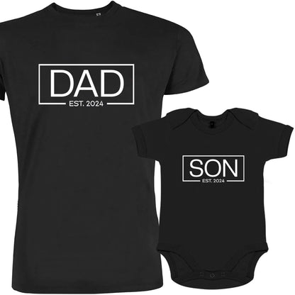 Dad and Son Est 2024 Matching Organic Cotton Outfit