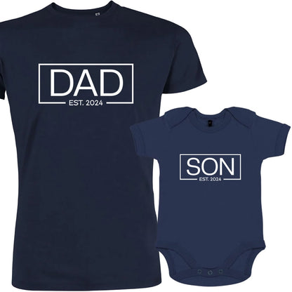 Dad and Son Est 2024 Matching Organic Cotton Outfit