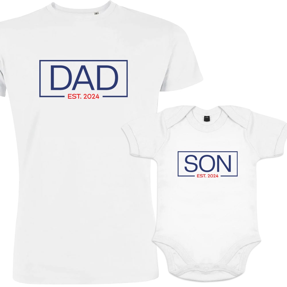 Dad and Son Est 2024 Matching Organic Cotton Outfit