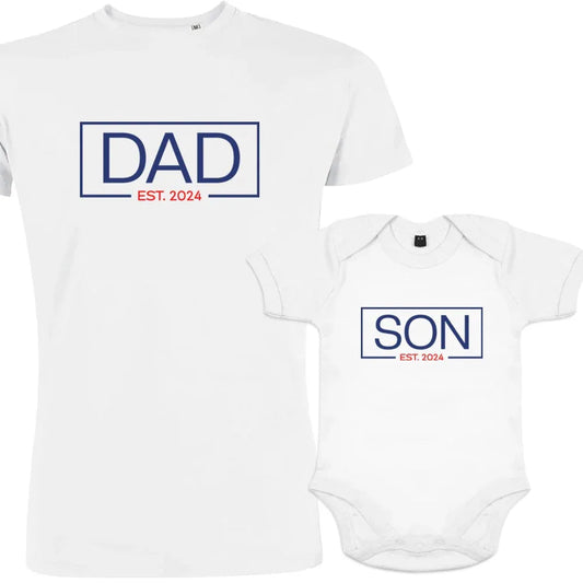Dad and Son Est 2024 Matching Organic Cotton Outfit