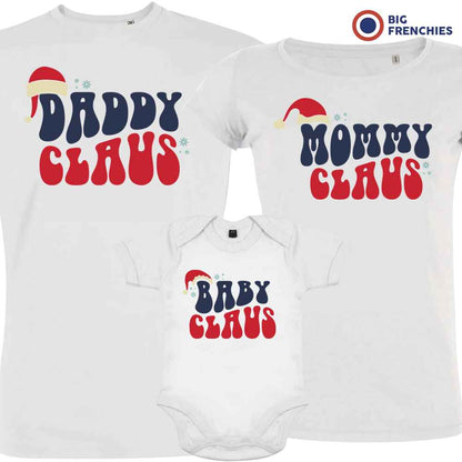 Mommy Daddy Baby Claus Christmas Matching Family Organic Tees (Set of 3)