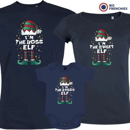 I'm The Boss The Sweet The Sassy ELF Christmas Matching Family Organic Tees (Set of 3)