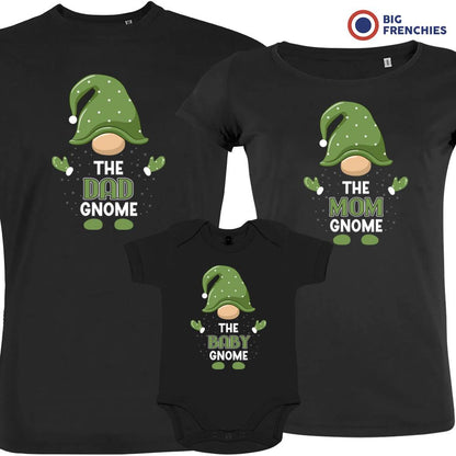 The Dad Mom & Baby Gnome Christmas Matching Family Organic Tees (Set of 3)