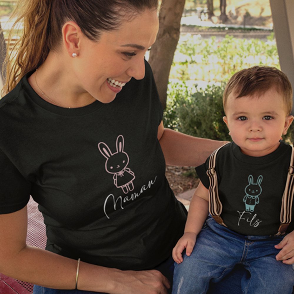 Easter Maman Fils Mom and Child Organic Cotton T-Shirts family Set (Set of 2)