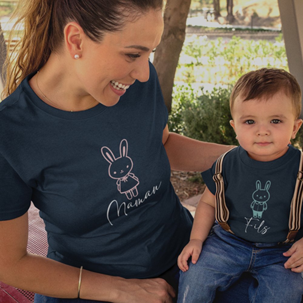 Easter Maman Fils Mom and Child Organic Cotton T-Shirts family Set (Set of 2)