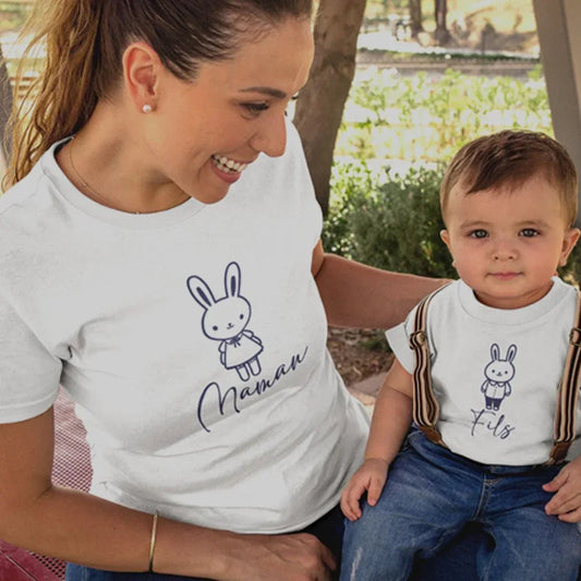 Easter Maman Fils Mom and Child Organic Cotton T-Shirts family Set (Set of 2)