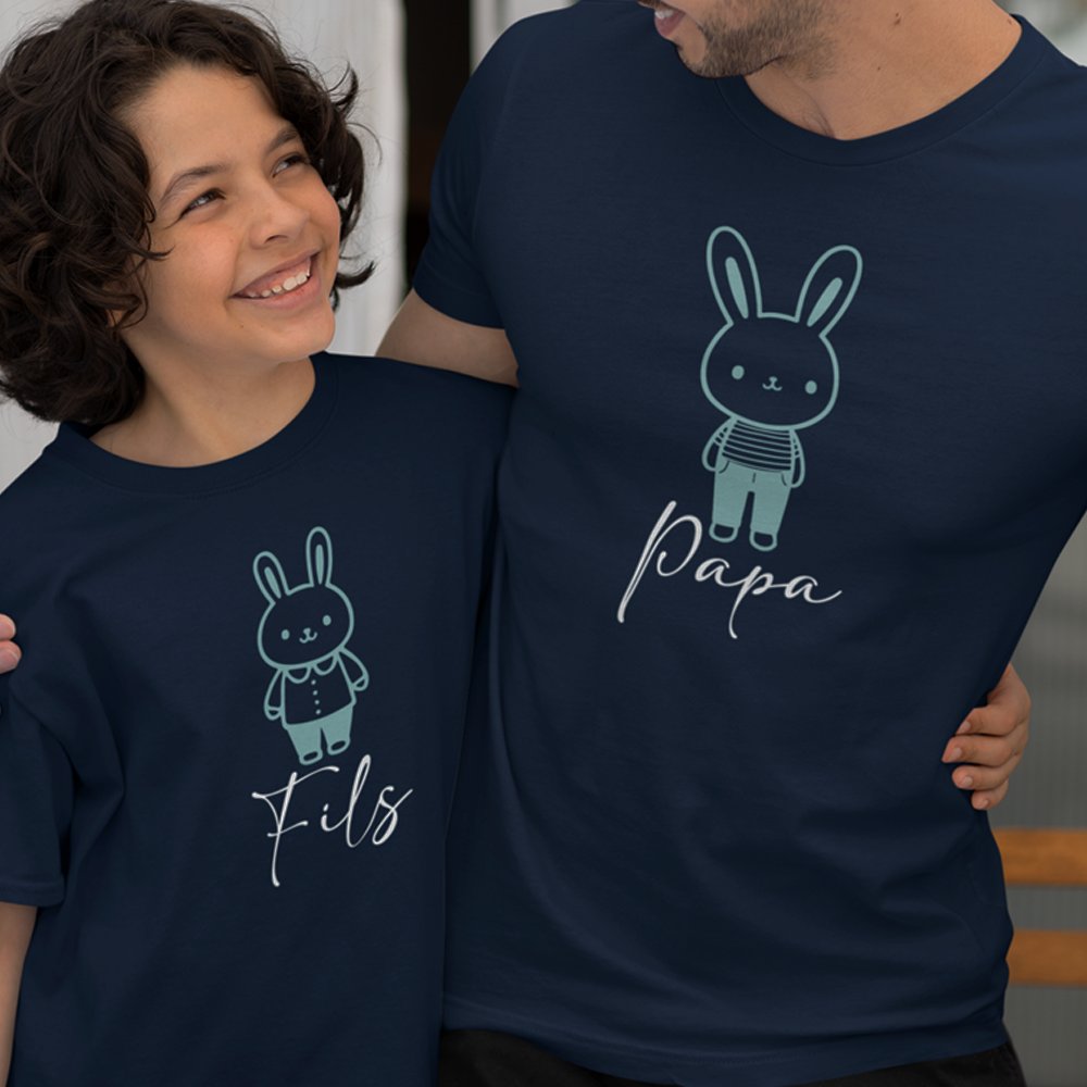 Easter Papa Fils Dad and Child Organic Cotton T-Shirts Family Set (Set of 2)