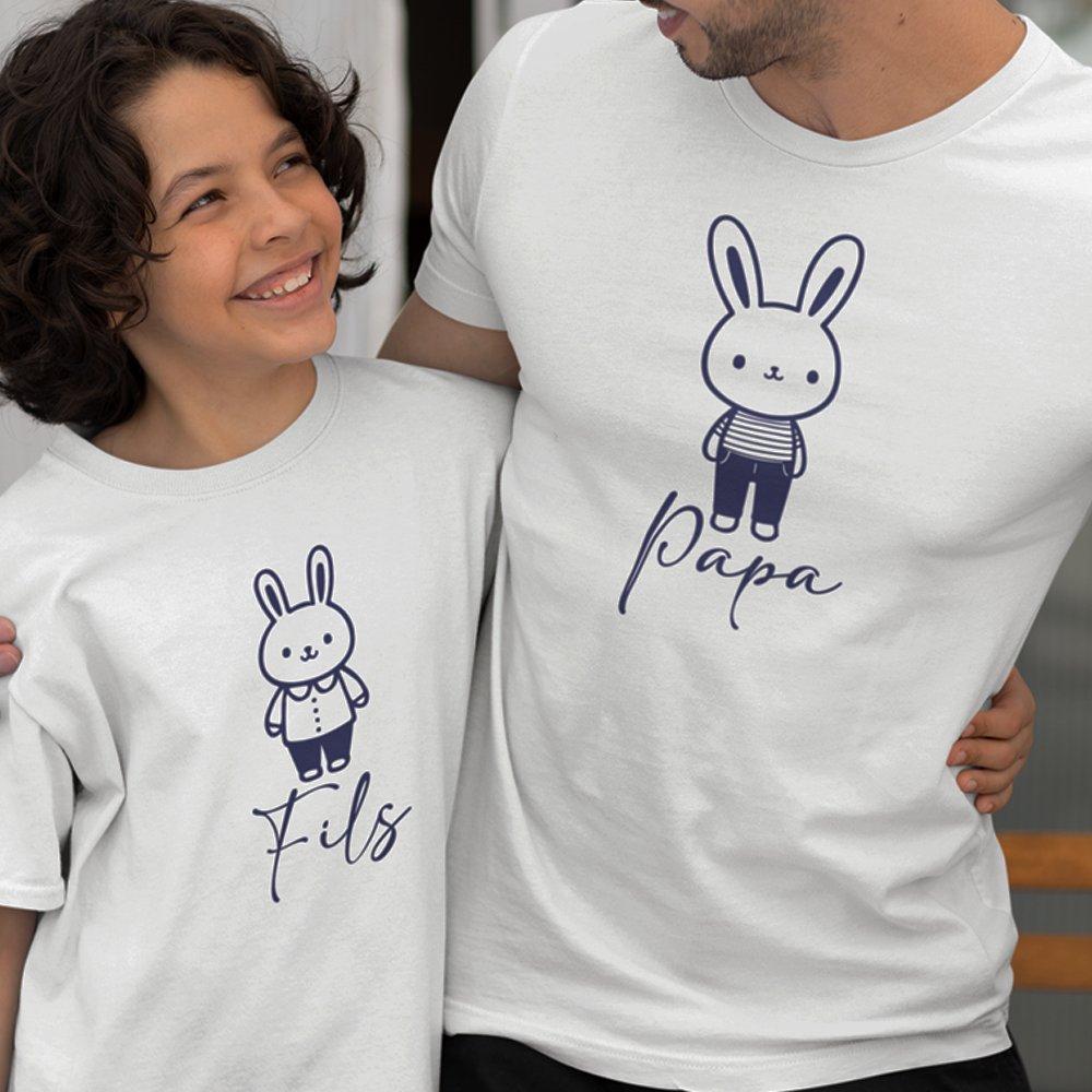 Easter Papa Fils Dad and Child Organic Cotton T-Shirts Family Set (Set of 2)