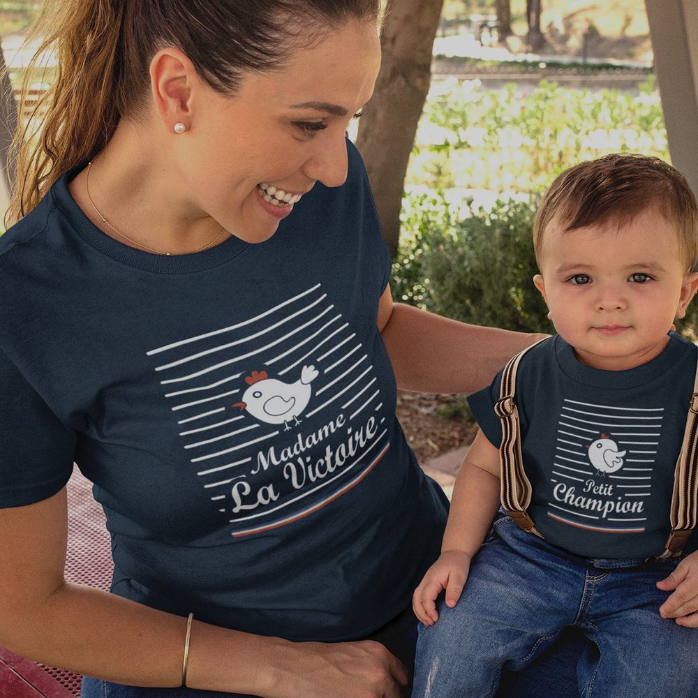 Madame La Victoire, Petit Champion Mom and Child Organic Cotton T-Shirts family Set (Set of 2)