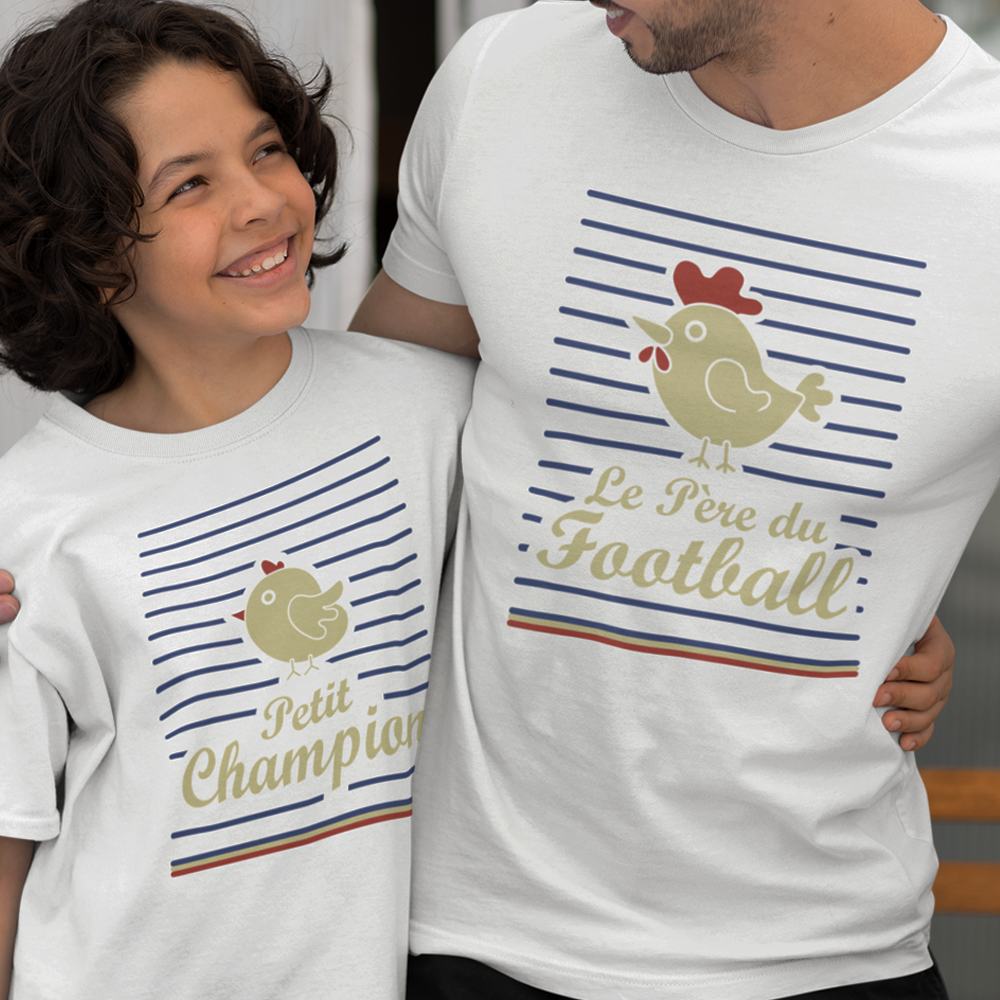 Le Père Du Football, Petit Champion Dad and Child Organic Cotton T-Shirts Family Set (Set of 2)