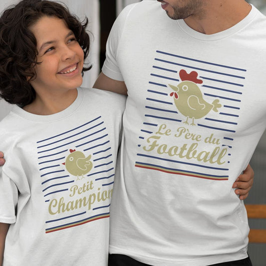 Le Père Du Football, Petit Champion Dad and Child Organic Cotton T-Shirts Family Set (Set of 2)