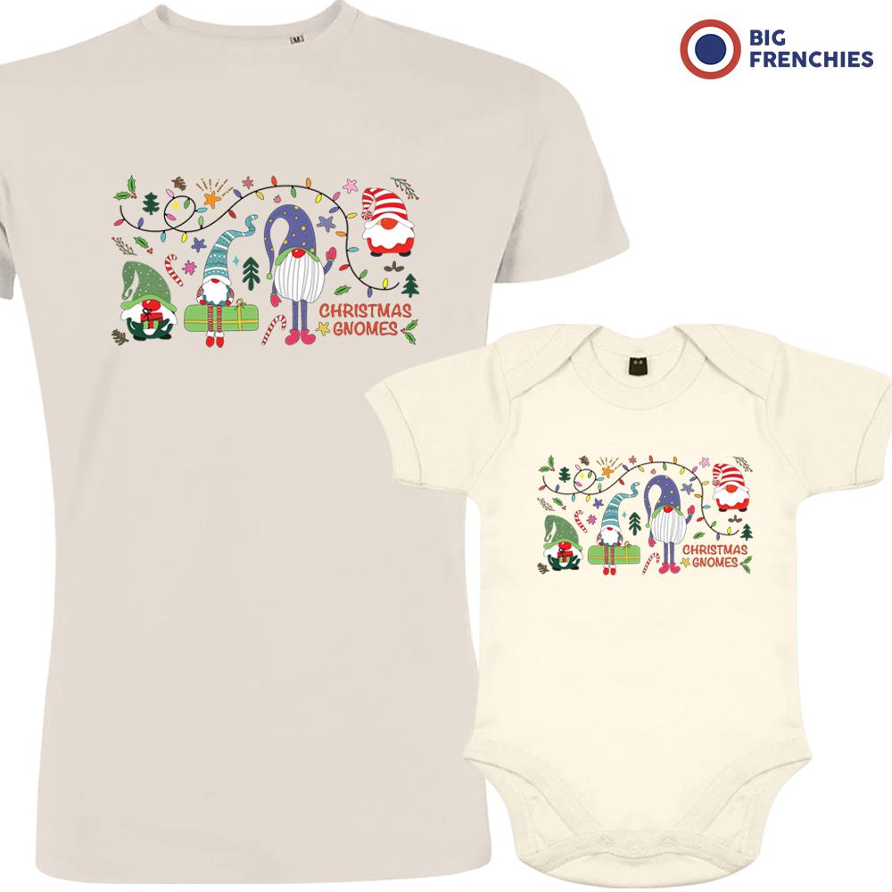Christmas Gnomes Dad and Child Organic Cotton family Set (Set of 2)