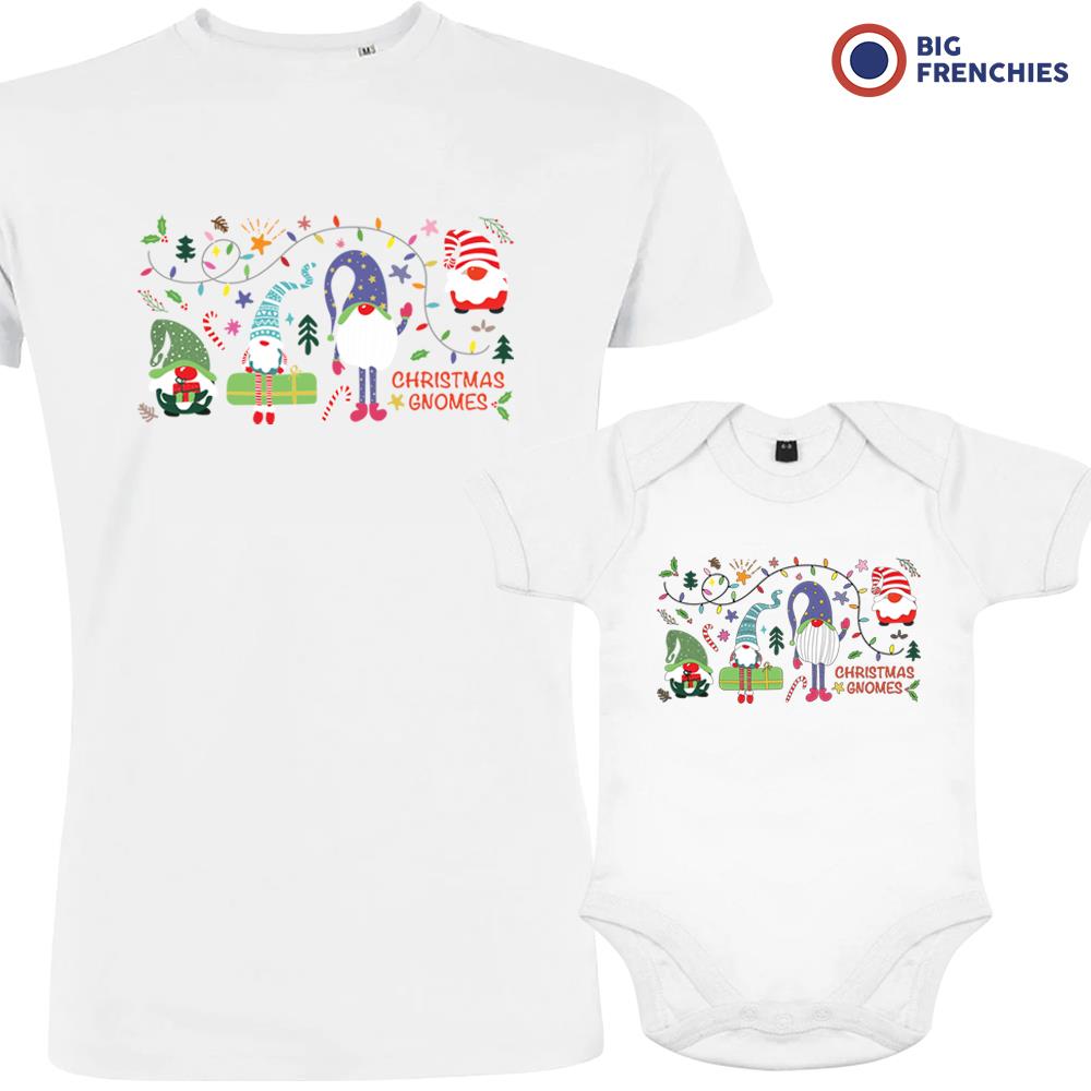 Christmas Gnomes Dad and Child Organic Cotton family Set (Set of 2)